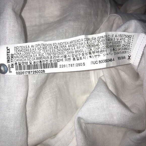 Zara White Linen Blend Button Down Shirt Long Sleeve Women's Size Small - Picture 6 of 6